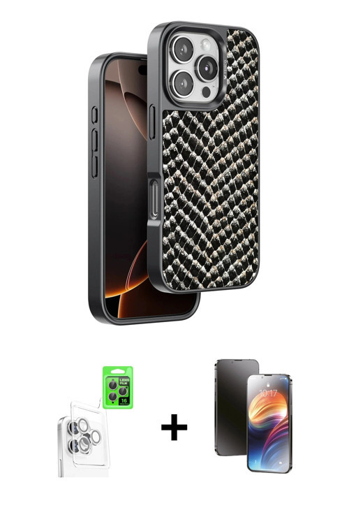 ieg™ iPhone 16 Pro Max Kılıf Vadi Özel Seri - Siyah 3D Antistatik Mat Seramik Nano Ekran Koruyucu +
