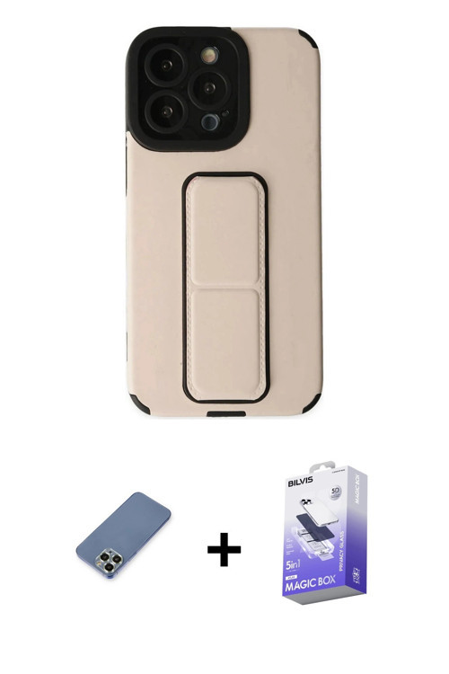 ieg™ iPhone 13 Pro Max Kılıf Çekirdek Yansıma - Siyah Bilvis 5in1 5D Magic Hayalet Cam Ekran Koruyuc