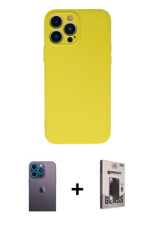 ieg™ iPhone 13 Pro Max Kılıf Ahenk Serisi - Siyah Bilvis Hayalet Cam Ekran Koruyucu + Mavi Neon Fosf