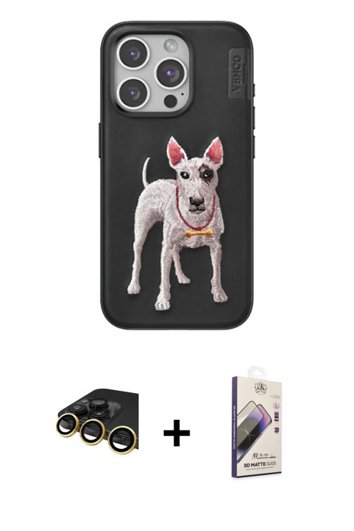 ieg™ iPhone 14 Pro Max Kılıf Nova Form Koleksiyonu - Siyah Bilvis 3D Mat Cam Ekran Koruyucu + Gold R