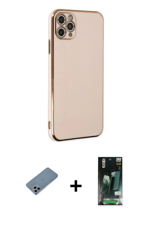 ieg™ iPhone 11 Pro Max Kılıf Yankı Serisi - Siyah 360 Mat Full Body Arka Koruyucu + Sierra Blue Shin