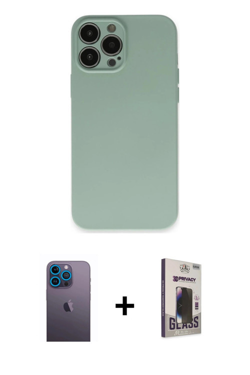 ieg™ iPhone 13 Pro Max Kılıf Ahenk Serisi - Siyah Bilvis Hayalet Cam Ekran Koruyucu + Mavi Neon Fosf
