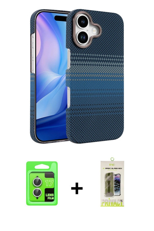 ieg™ iPhone 17 Kılıf Doruk Serisi - Siyah Joko Magic 5D Hayalet Cam + Gümüş Raze Metal Kamera Lens