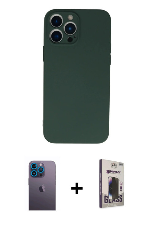ieg™ iPhone 13 Pro Max Kılıf Ahenk Serisi - Siyah Bilvis Hayalet Cam Ekran Koruyucu + Mavi Neon Fosf