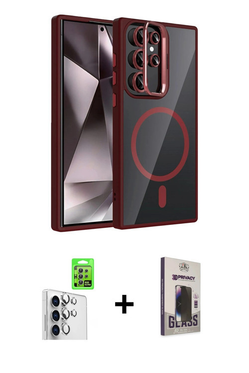 ieg™ Galaxy S25 Ultra Kılıf Yadigar Asil Koleksiyonu - Siyah Bilvis Hayalet Cam Ekran Koruyucu + Güm