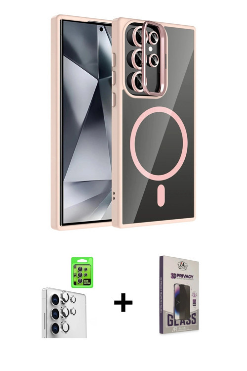 ieg™ Galaxy S25 Ultra Kılıf Yadigar Asil Koleksiyonu - Siyah Bilvis Hayalet Cam Ekran Koruyucu + Güm