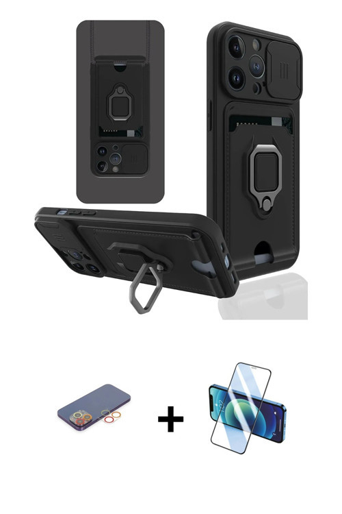 ieg™ iPhone 13 Pro Kılıf Vadi Form Prime - Siyah 3D Antistatik Seramik Nano Ekran Koruyucu + Turuncu