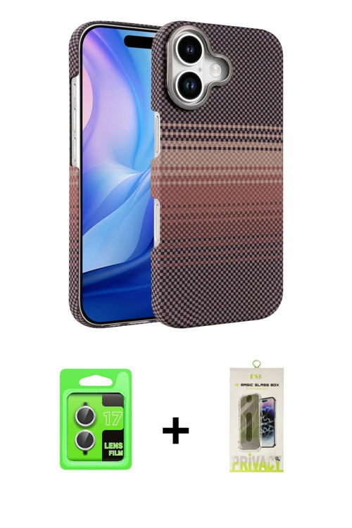 ieg™ iPhone 17 Kılıf Doruk Serisi - Siyah Joko Magic 5D Hayalet Cam + Gümüş Raze Metal Kamera Lens