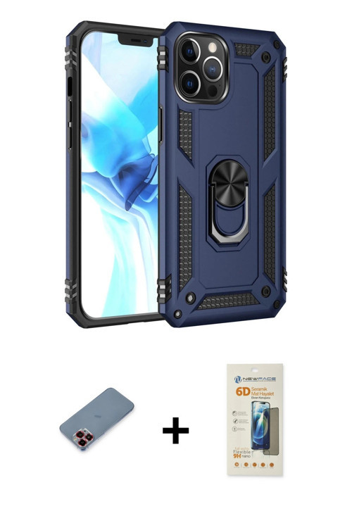 ieg™ iPhone 12 Pro Max Kılıf Ahenk Klasik Koleksiyonu - Siyah 6D Mat Seramik Hayalet Nano Ekran Koru