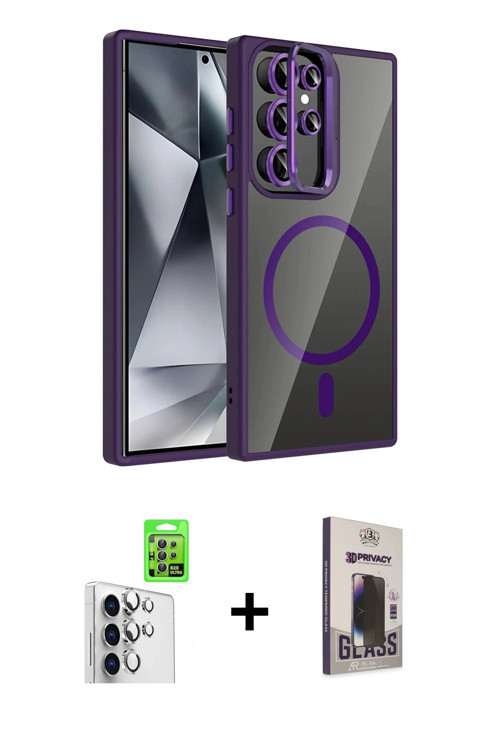 ieg™ Galaxy S25 Ultra Kılıf Yadigar Asil Koleksiyonu - Siyah Bilvis Hayalet Cam Ekran Koruyucu + Güm
