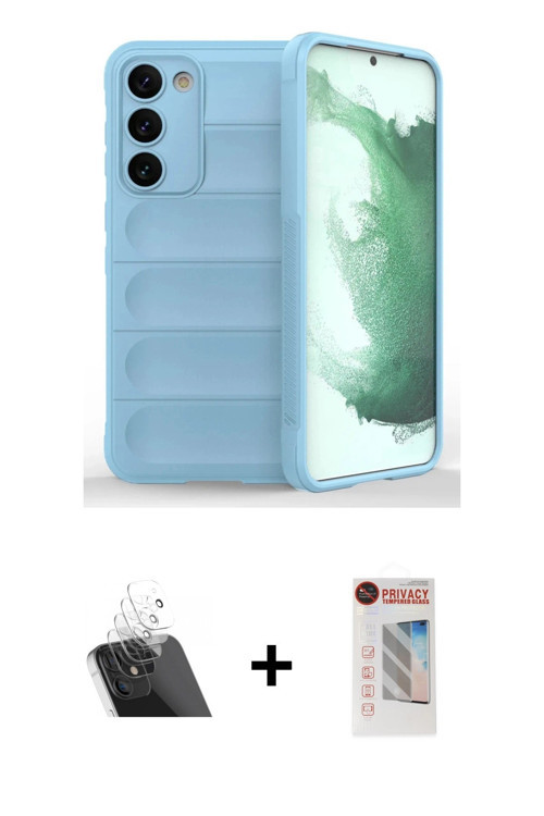 ieg™ Galaxy S23 Plus Kılıf Atlas Koleksiyonu - Siyah Hayalet Edge Cam Ekran Koruyucu + Şeffaf Kamera