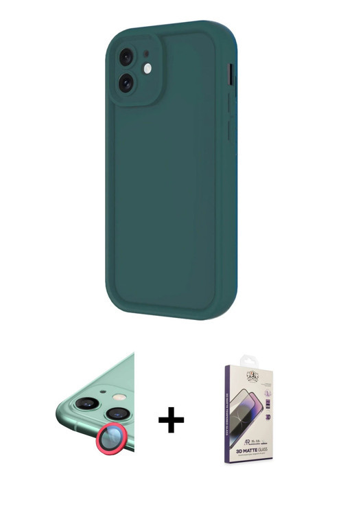 ieg™ iPhone 11 Kılıf Yankı Yansıma Özel Seri - Siyah Bilvis 3D Mat Cam Ekran Koruyucu + Kırmızı Raze