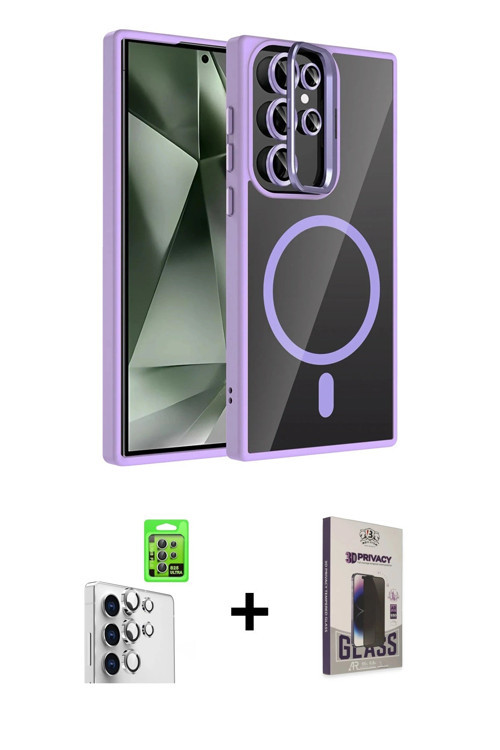 ieg™ Galaxy S25 Ultra Kılıf Yadigar Asil Koleksiyonu - Siyah Bilvis Hayalet Cam Ekran Koruyucu + Güm