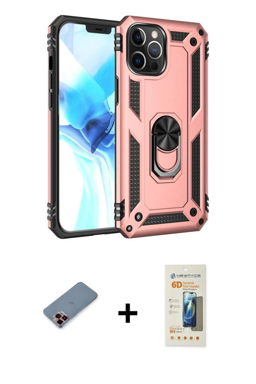 ieg™ iPhone 12 Pro Max Kılıf Ahenk Klasik Koleksiyonu - Siyah 6D Mat Seramik Hayalet Nano Ekran Koru
