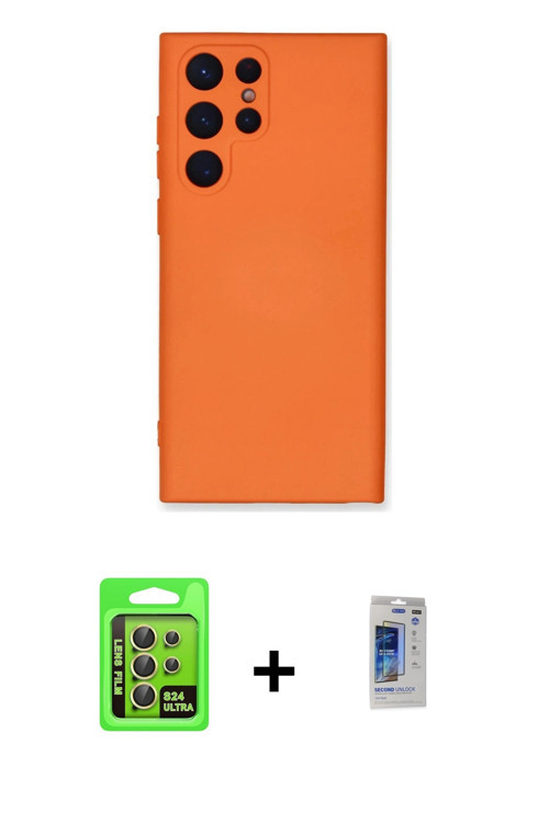 ieg™ Galaxy S24 Ultra Kılıf Ahenk Serisi - Siyah Durable Full Glue Curved Hayalet Cam + Sarı Raze Me