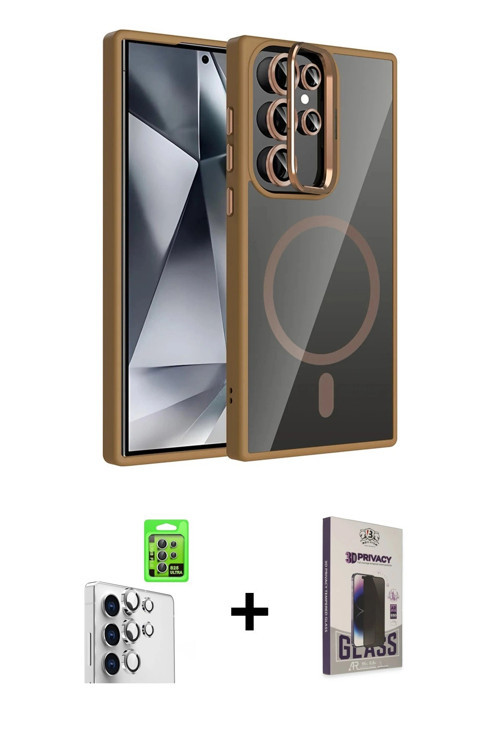 ieg™ Galaxy S25 Ultra Kılıf Yadigar Asil Koleksiyonu - Siyah Bilvis Hayalet Cam Ekran Koruyucu + Güm