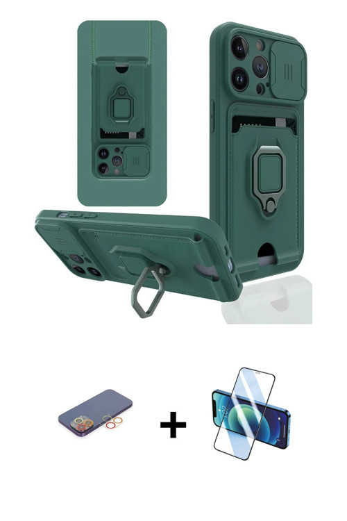 ieg™ iPhone 13 Pro Kılıf Vadi Form Prime - Siyah 3D Antistatik Seramik Nano Ekran Koruyucu + Turuncu