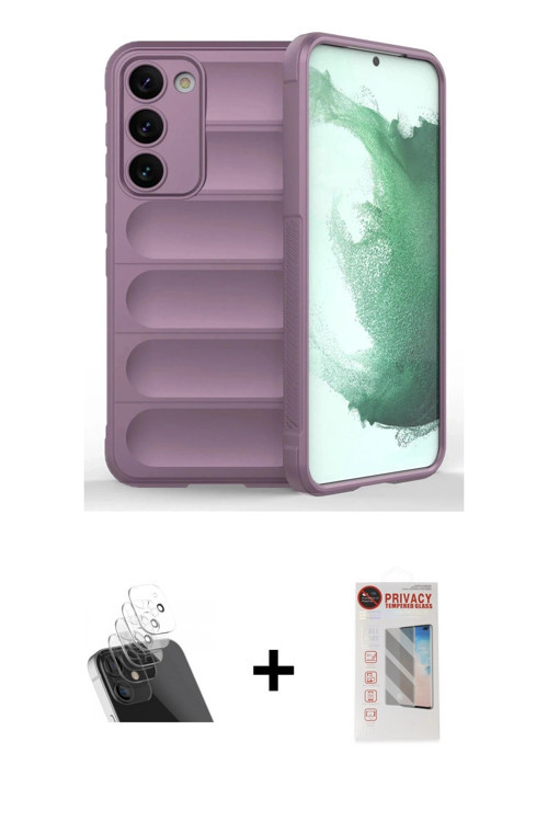 ieg™ Galaxy S23 Plus Kılıf Atlas Koleksiyonu - Siyah Hayalet Edge Cam Ekran Koruyucu + Şeffaf Kamera