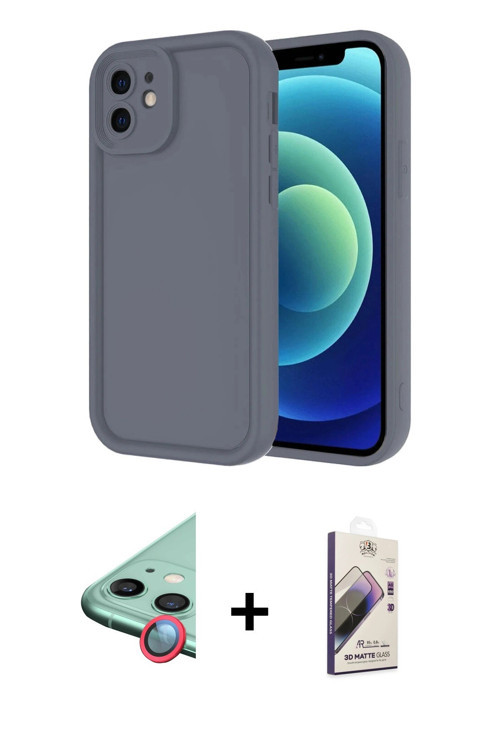 ieg™ iPhone 11 Kılıf Yankı Yansıma Özel Seri - Siyah Bilvis 3D Mat Cam Ekran Koruyucu + Kırmızı Raze
