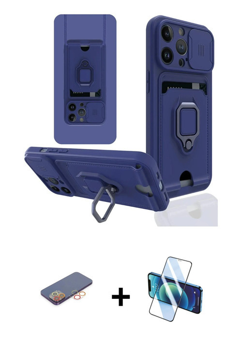 ieg™ iPhone 13 Pro Kılıf Vadi Form Prime - Siyah 3D Antistatik Seramik Nano Ekran Koruyucu + Turuncu
