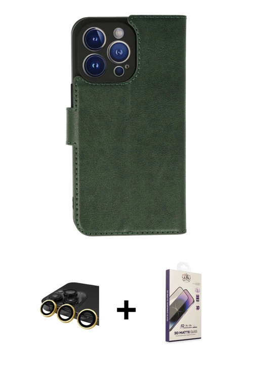 ieg™ iPhone 13 Pro Max Kılıf Siluet Işık Serisi - Siyah Bilvis 3D Mat Cam Ekran Koruyucu + Gold Raze