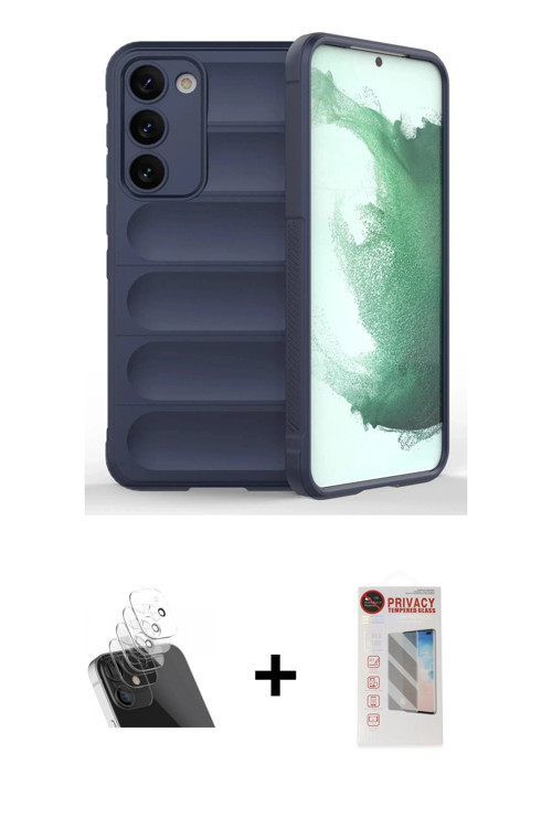 ieg™ Galaxy S23 Plus Kılıf Atlas Koleksiyonu - Siyah Hayalet Edge Cam Ekran Koruyucu + Şeffaf Kamera