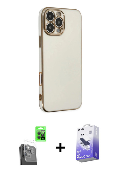ieg™ iPhone 16 Pro Max Kılıf Yankı Serisi - Siyah Bilvis 5in1 5D Magic Hayalet Cam Ekran Koruyucu +
