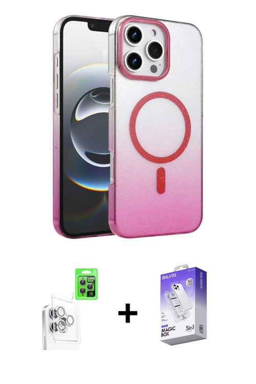 ieg™ iPhone 16 Pro Kılıf Ahenk Doku Özel Seri - Siyah Bilvis 5in1 3D Magic Cam Ekran Koruyucu + Beya