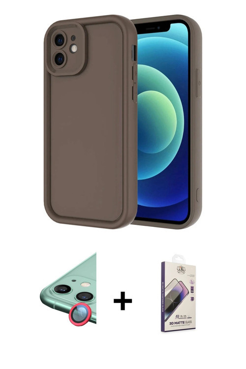 ieg™ iPhone 11 Kılıf Yankı Yansıma Özel Seri - Siyah Bilvis 3D Mat Cam Ekran Koruyucu + Kırmızı Raze