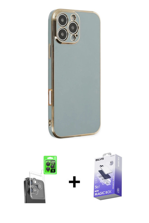 ieg™ iPhone 16 Pro Max Kılıf Yankı Serisi - Siyah Bilvis 5in1 5D Magic Hayalet Cam Ekran Koruyucu +
