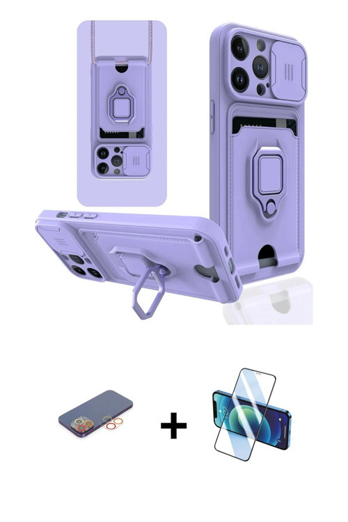 ieg™ iPhone 13 Pro Kılıf Vadi Form Prime - Siyah 3D Antistatik Seramik Nano Ekran Koruyucu + Turuncu