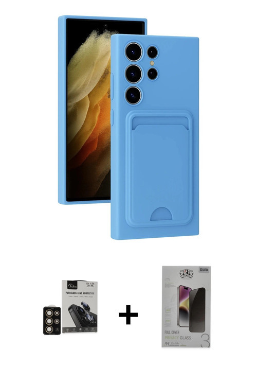 ieg™ Galaxy S24 Ultra Kılıf Vadi Çizgi Prime - Siyah Bilvis Hayalet Cam Ekran Koruyucu + Gold PVD Me
