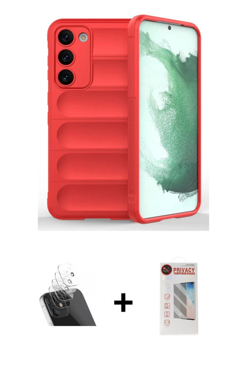 ieg™ Galaxy S23 Plus Kılıf Atlas Koleksiyonu - Siyah Hayalet Edge Cam Ekran Koruyucu + Şeffaf Kamera