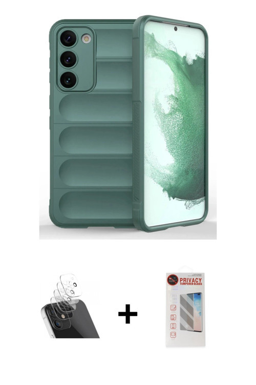 ieg™ Galaxy S23 Plus Kılıf Atlas Koleksiyonu - Siyah Hayalet Edge Cam Ekran Koruyucu + Şeffaf Kamera