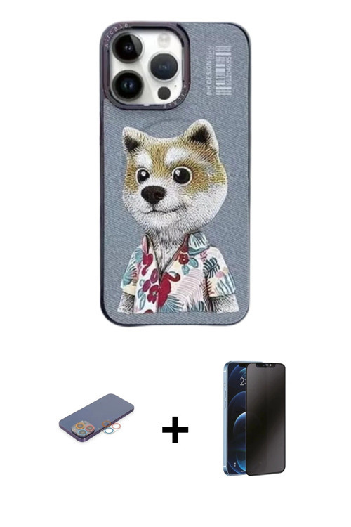 ieg™ iPhone 13 Pro Max Kılıf Siluet Modern Özel Seri - Siyah 3D Antistatik Hayalet Cam Ekran Koruyuc