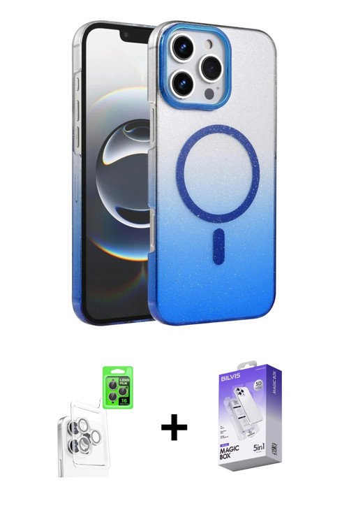 ieg™ iPhone 16 Pro Kılıf Ahenk Doku Özel Seri - Siyah Bilvis 5in1 3D Magic Cam Ekran Koruyucu + Beya