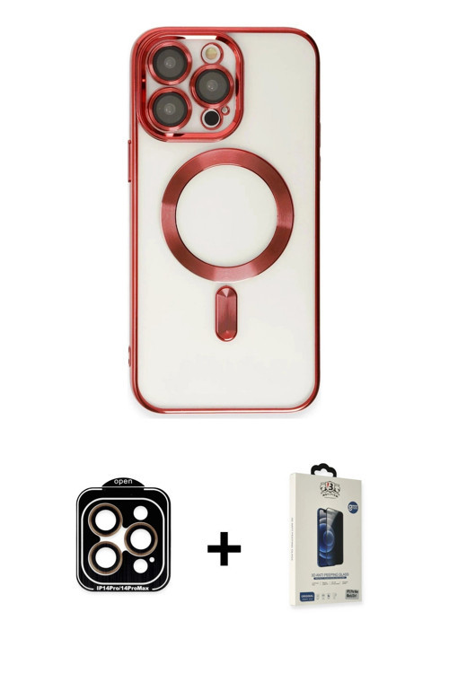ieg™ iPhone 15 Pro Max Kılıf Nova Işık Özel Seri - Siyah Bilvis Hayalet Cam Ekran Koruyucu + Turuncu