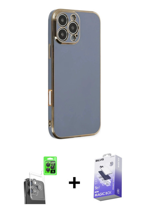 ieg™ iPhone 16 Pro Max Kılıf Yankı Serisi - Siyah Bilvis 5in1 5D Magic Hayalet Cam Ekran Koruyucu +