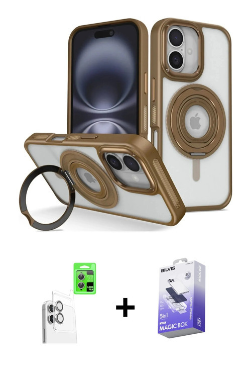 ieg™ iPhone 16 Kılıf Nova Minimal Serisi - Siyah Bilvis 5in1 5D Magic Hayalet Cam Ekran Koruyucu + B