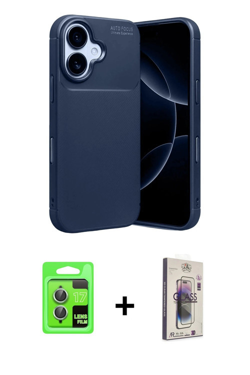 ieg™ iPhone 17 Kılıf Eksen Form Prime - Siyah Bilvis 3D Cam Ekran Koruyucu + Açık Yeşil Raze Metal K