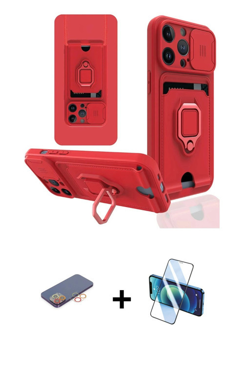 ieg™ iPhone 13 Pro Kılıf Vadi Form Prime - Siyah 3D Antistatik Seramik Nano Ekran Koruyucu + Turuncu