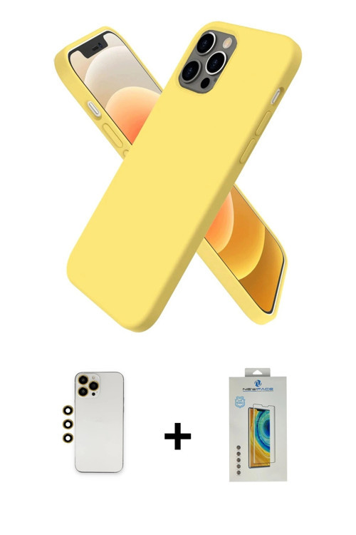 ieg™ iPhone 12 Pro Max Kılıf Kozmos Yansıma Özel Seri - Siyah Polymer Nano Ekran Koruyucu + Gold Shi