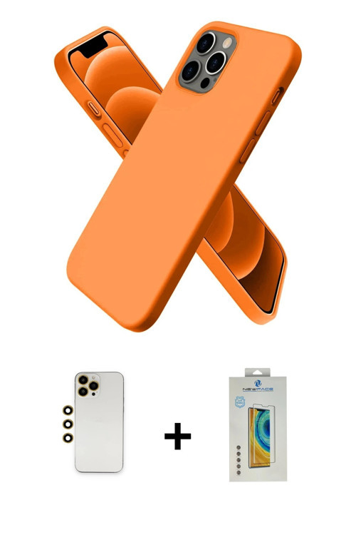 ieg™ iPhone 12 Pro Max Kılıf Kozmos Yansıma Özel Seri - Siyah Polymer Nano Ekran Koruyucu + Gold Shi