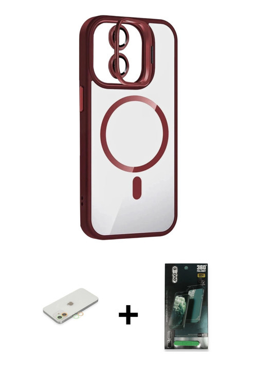 ieg™ iPhone 11 Kılıf Yadigar Asil Koleksiyonu - Siyah 360 Mat Full Body Arka Koruyucu + Turuncu Renk