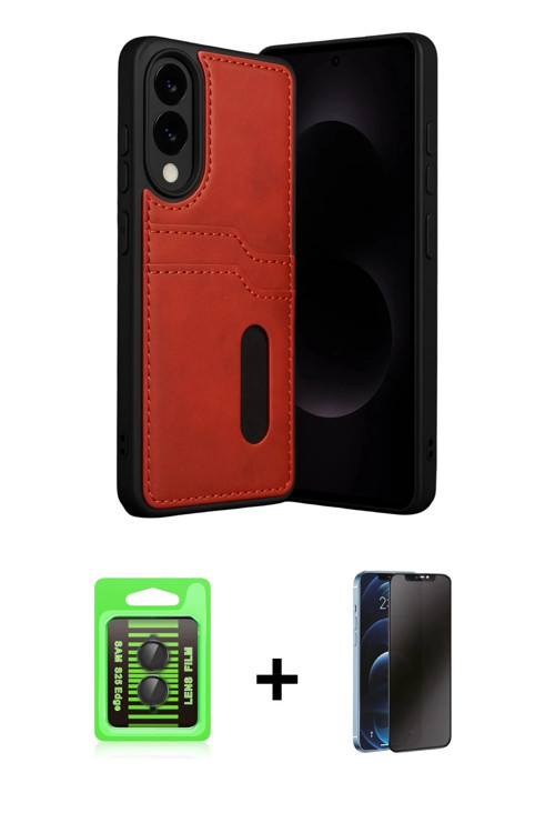 ieg™ Galaxy S25 Edge Kılıf Yörünge Işık Serisi - Siyah 3D Antistatik Hayalet Cam Ekran Koruyucu + Si