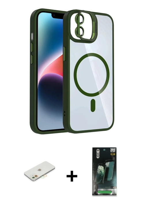 ieg™ iPhone 11 Kılıf Yadigar Asil Koleksiyonu - Siyah 360 Mat Full Body Arka Koruyucu + Turuncu Renk