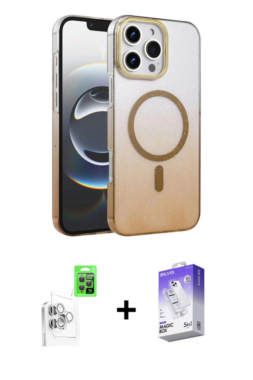 ieg™ iPhone 16 Pro Kılıf Ahenk Doku Özel Seri - Siyah Bilvis 5in1 3D Magic Cam Ekran Koruyucu + Beya