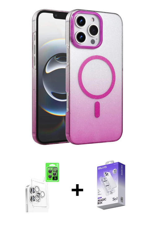 ieg™ iPhone 16 Pro Kılıf Ahenk Doku Özel Seri - Siyah Bilvis 5in1 3D Magic Cam Ekran Koruyucu + Beya