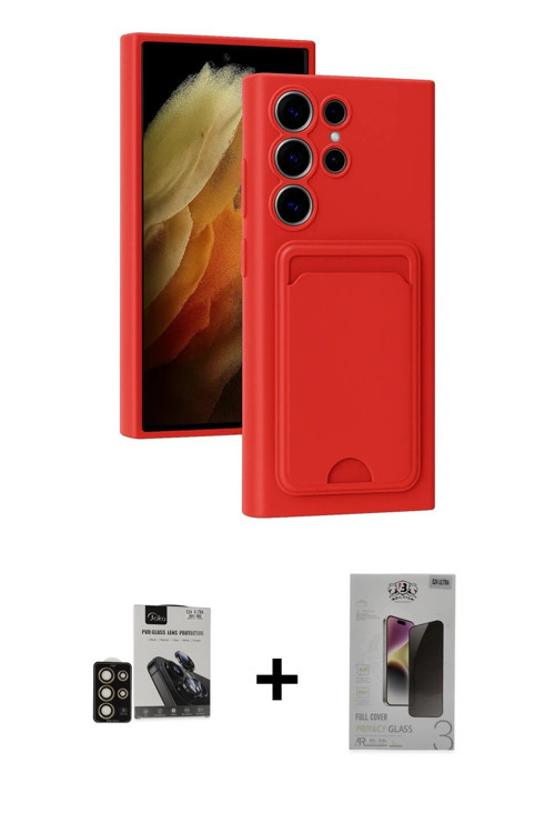 ieg™ Galaxy S24 Ultra Kılıf Vadi Çizgi Prime - Siyah Bilvis Hayalet Cam Ekran Koruyucu + Gold PVD Me