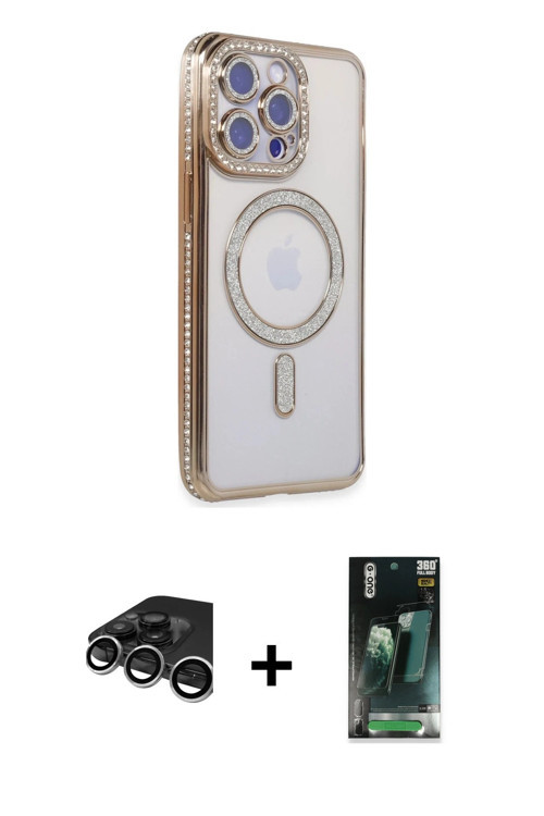 ieg™ iPhone 15 Pro Max Kılıf Zirve Doku Prime - Siyah 360 Mat Full Body Arka Koruyucu + Gümüş Raze M